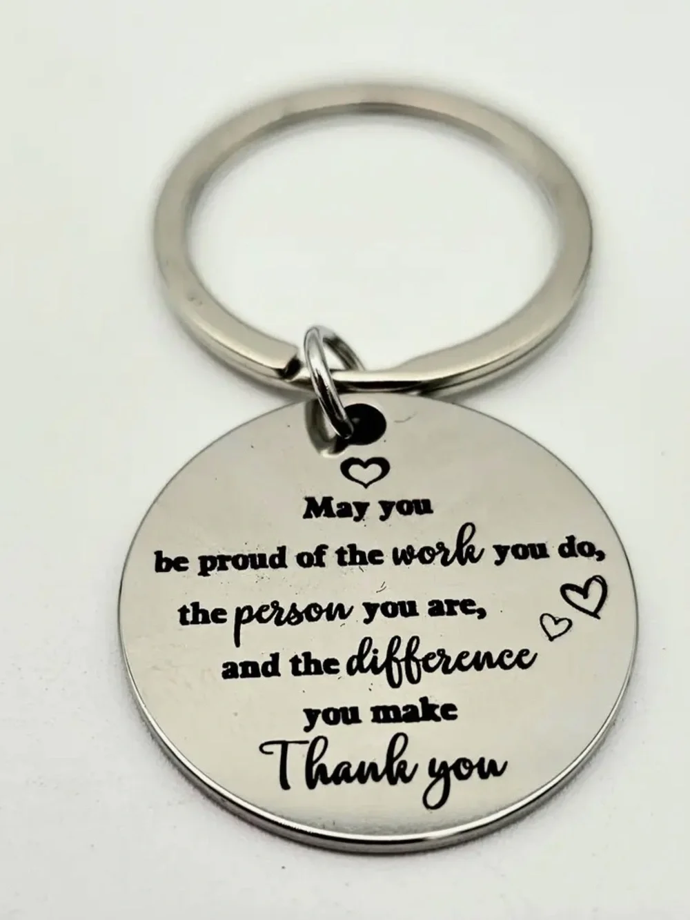 Silver Tone Round Inspirational Keychain 1.5 inch - 